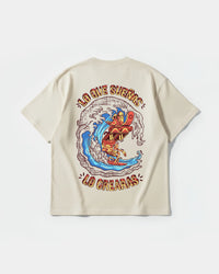 Camiseta Pizza Surf Pocket Front Oversize Basic Beige