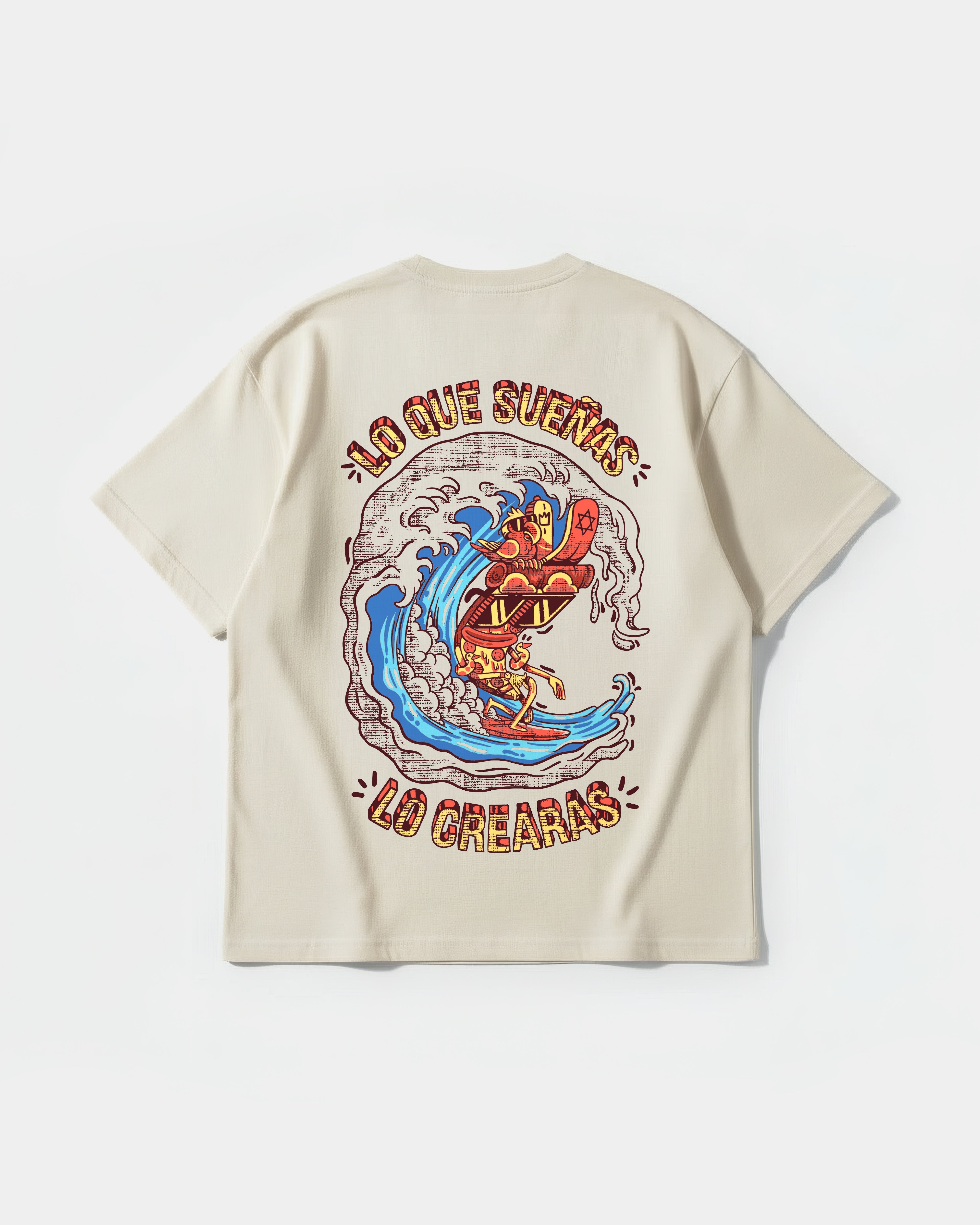 Camiseta Pizza Surf Pocket Espalda Oversize Basic