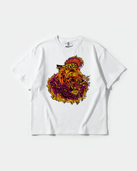 Camiseta Punk Leopard Big Front Oversize Basic Blanco