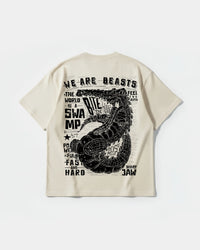Camiseta We Are Beasts White Big Back Oversize Basic Beige