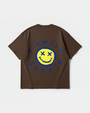 Camiseta Siempre Sonrie Pocket Front Oversize Basic Marron
