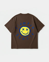 Camiseta Siempre Sonrie Pocket Front Oversize Basic Marron