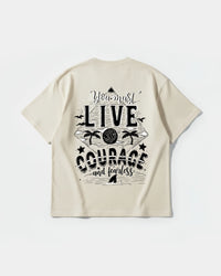 Camiseta You Must Live Big Back Oversize Basic Beige