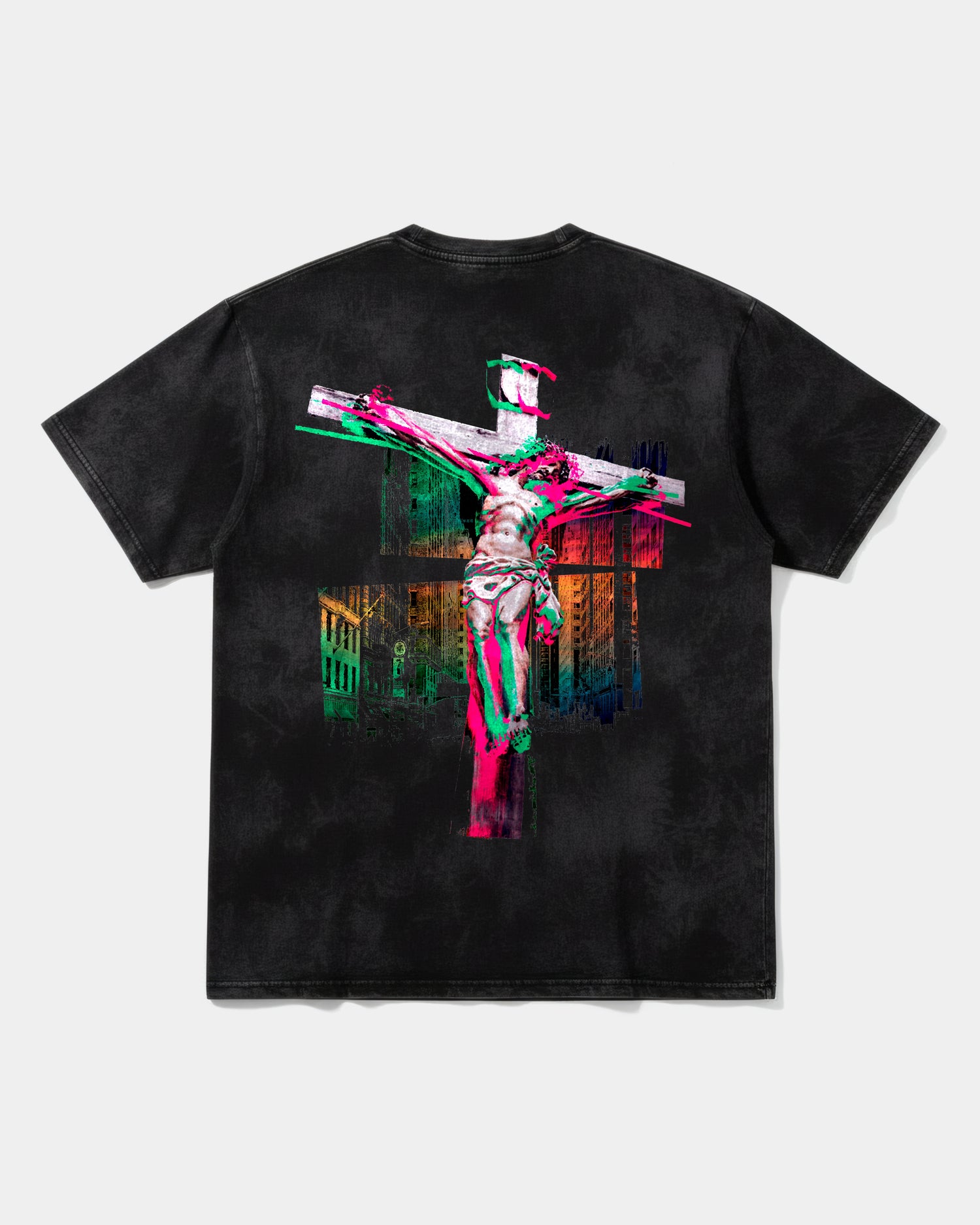 Camiseta Cristo Big Back Oversize Acid Negro