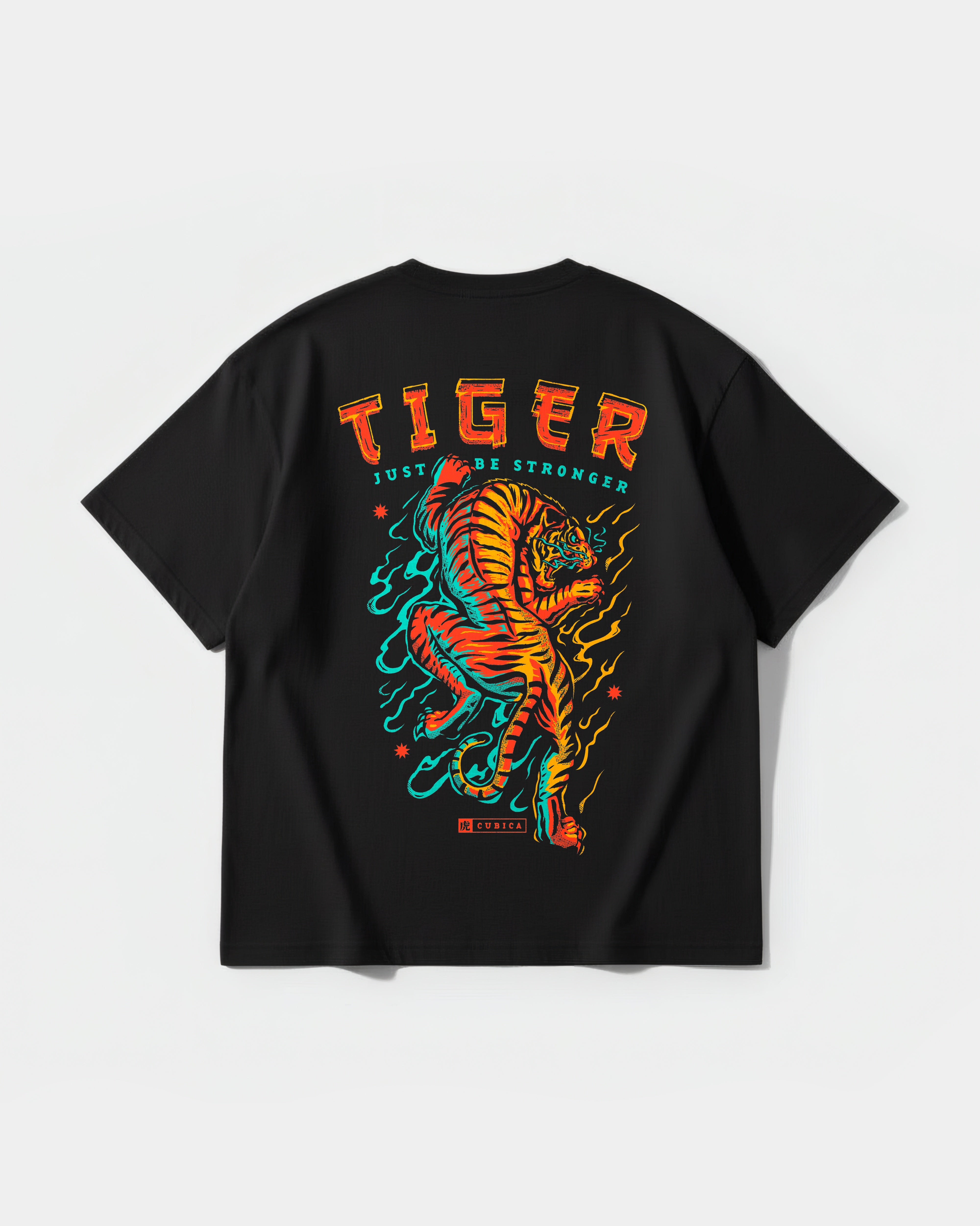 Camiseta Just Be Stronger Chest Front Oversize Basic Negro