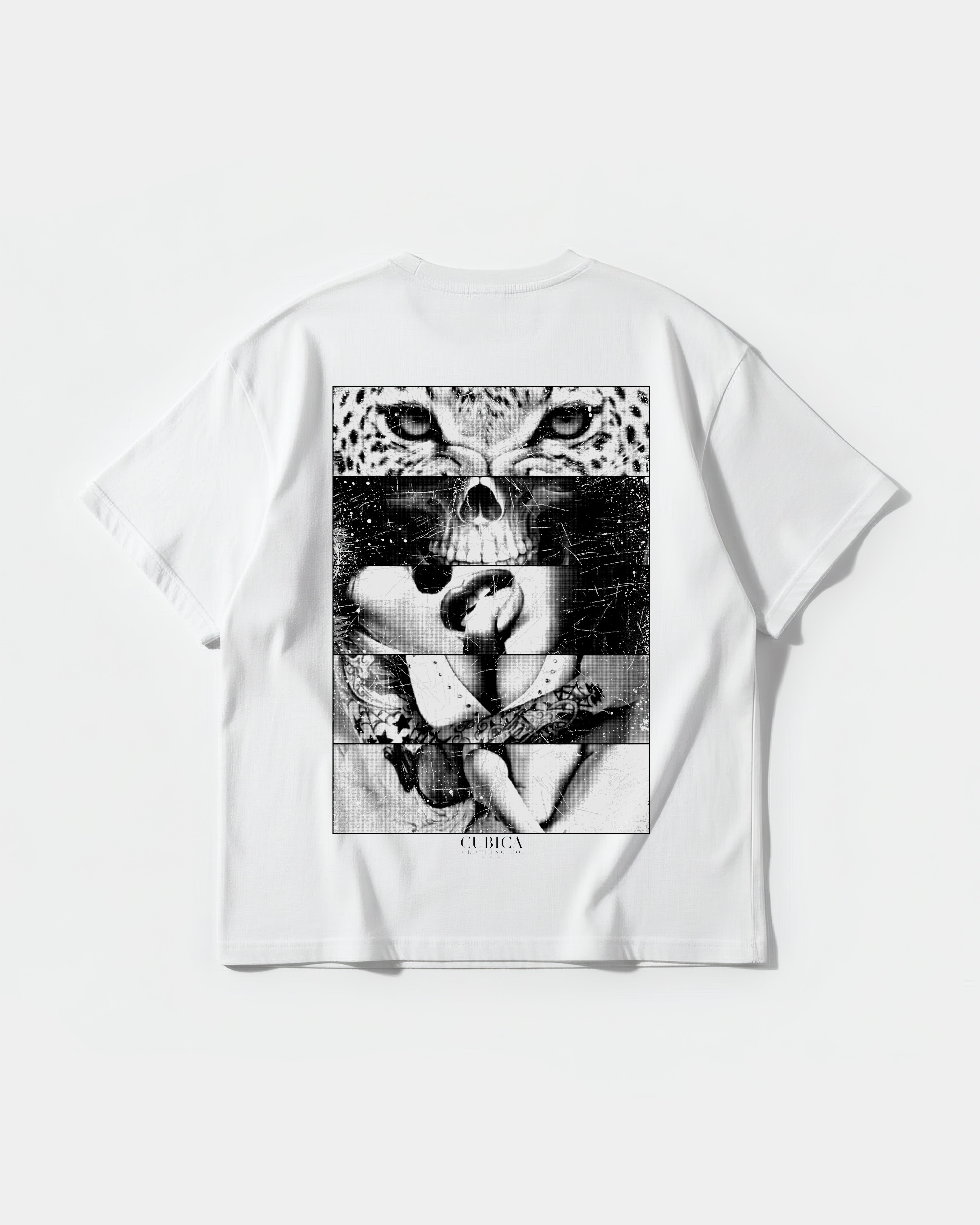 Camiseta Panter Skull Big Back Oversize Basic Blanco