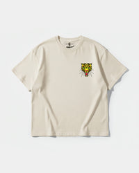 Camiseta Leopard Pocket Front Oversize Basic Beige