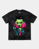 Camiseta Alien In Miami Big Front Oversize Acid Negro