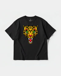 Camiseta Leopard Big Front Oversize Basic Negro