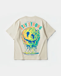 Camiseta Siempre Sonrie Pocket Front Oversize Basic Beige