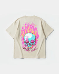 Camiseta Rise In Hell Pocket Front Oversize Basic Beige
