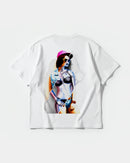Camiseta Robot Girl Big Back Oversize Basic Blanco