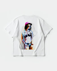 Camiseta Robot Girl Big Back Oversize Basic Blanco