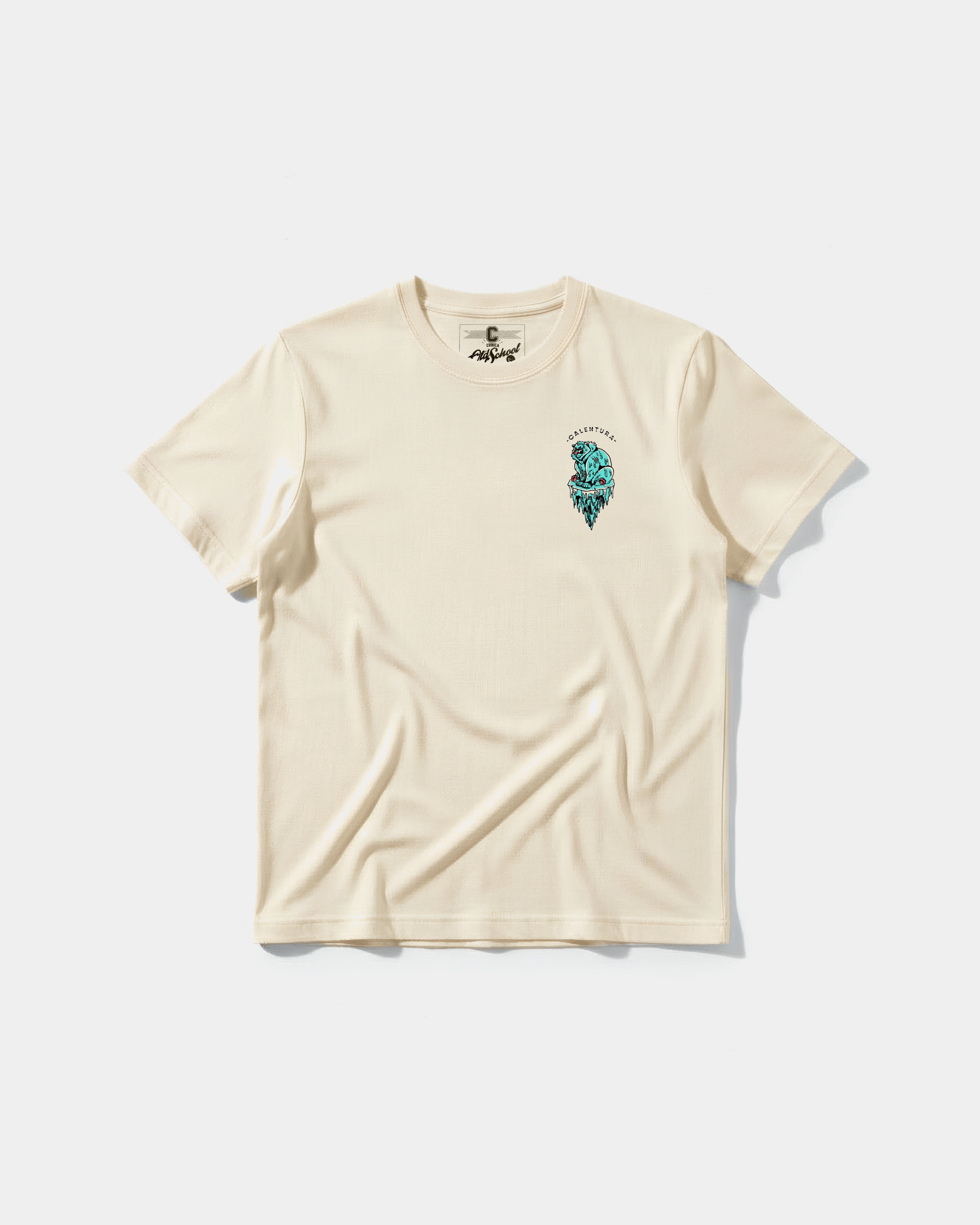 Camiseta Calentura Oso Polar Pocket Front Regular Basic Beige