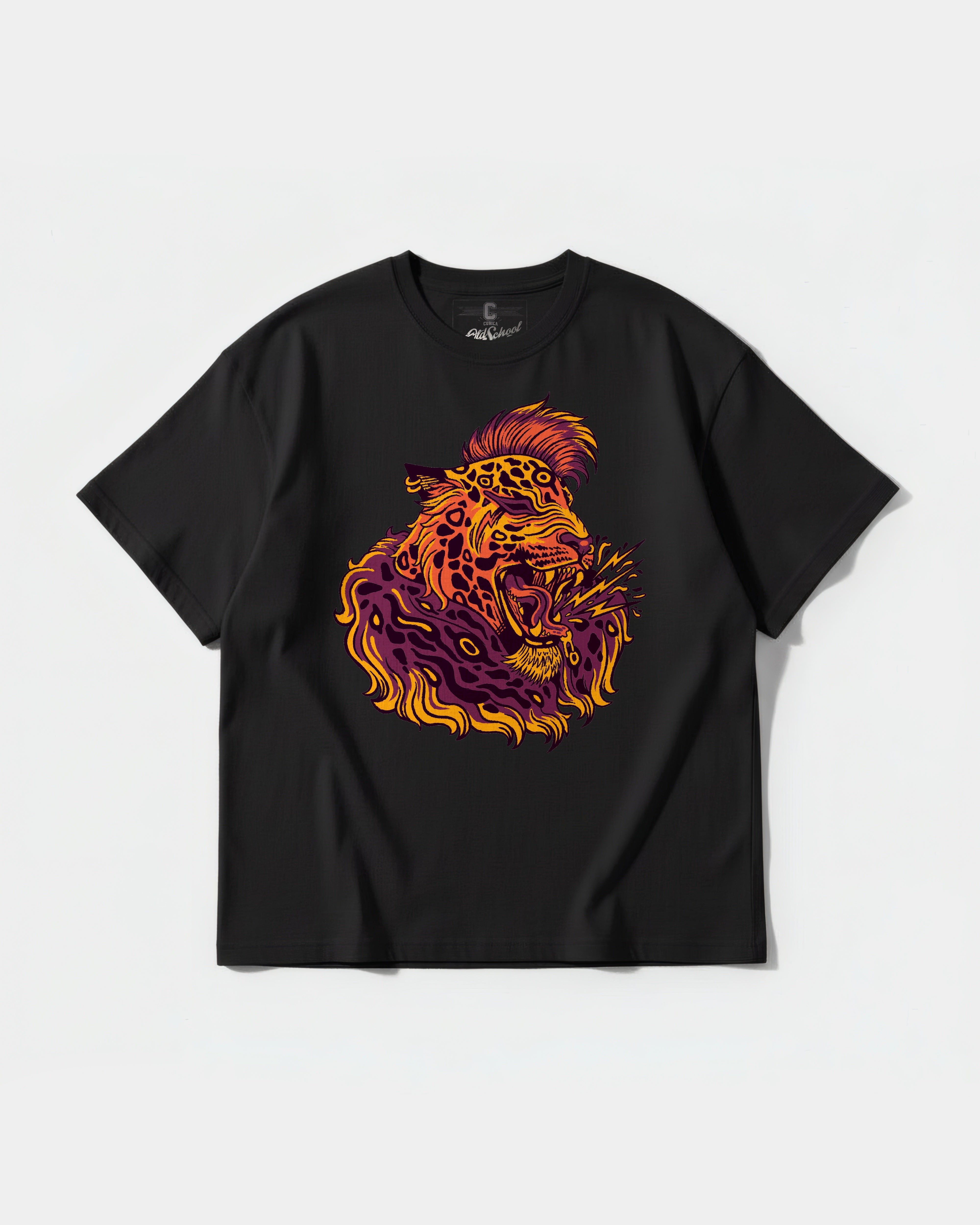 Camiseta Punk Leopard Big Front Oversize Basic