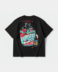 Camiseta Fresh Drink White Pocket Front Oversize Basic Negro