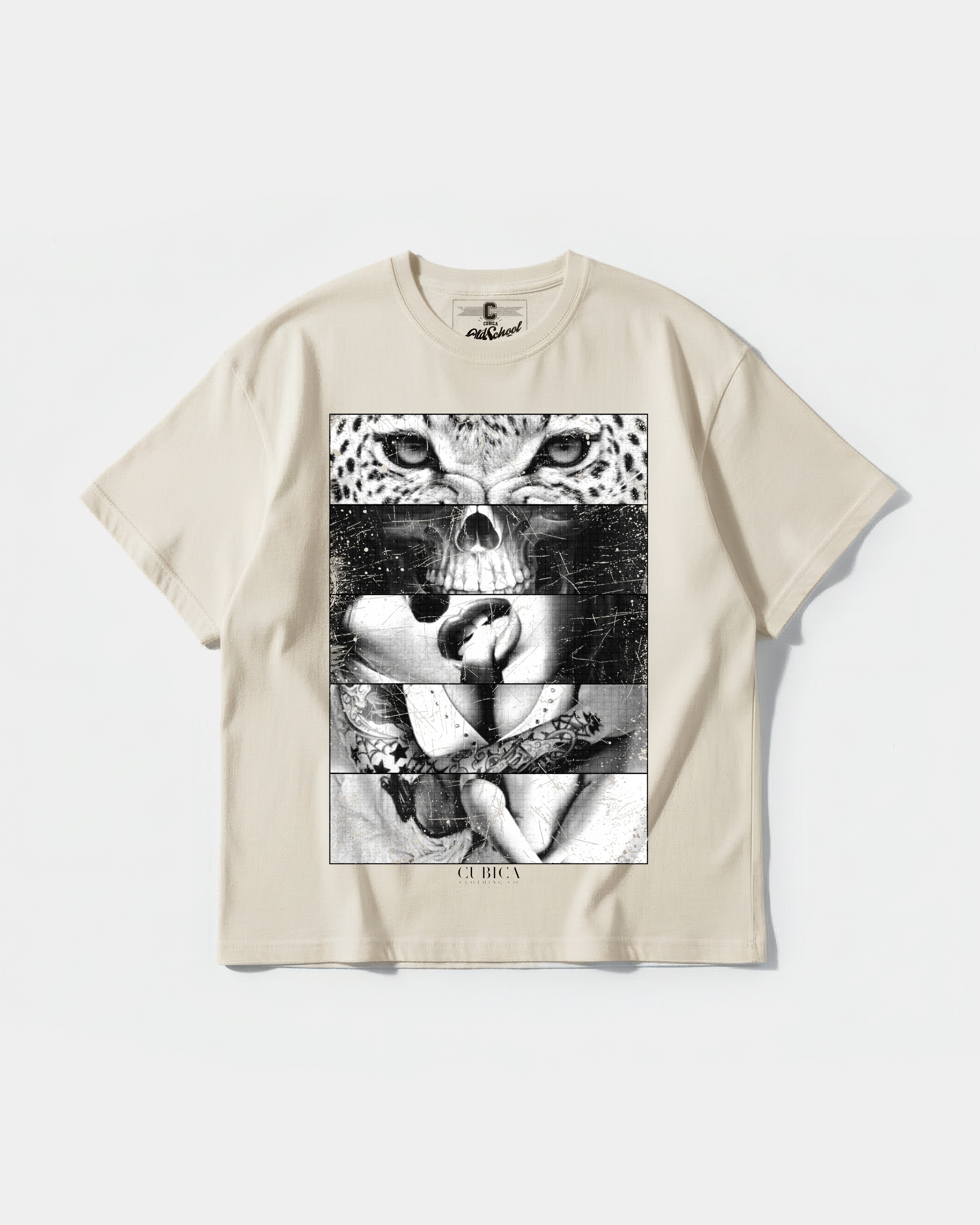 Camiseta Panter Skull Big Front Oversize Basic Beige