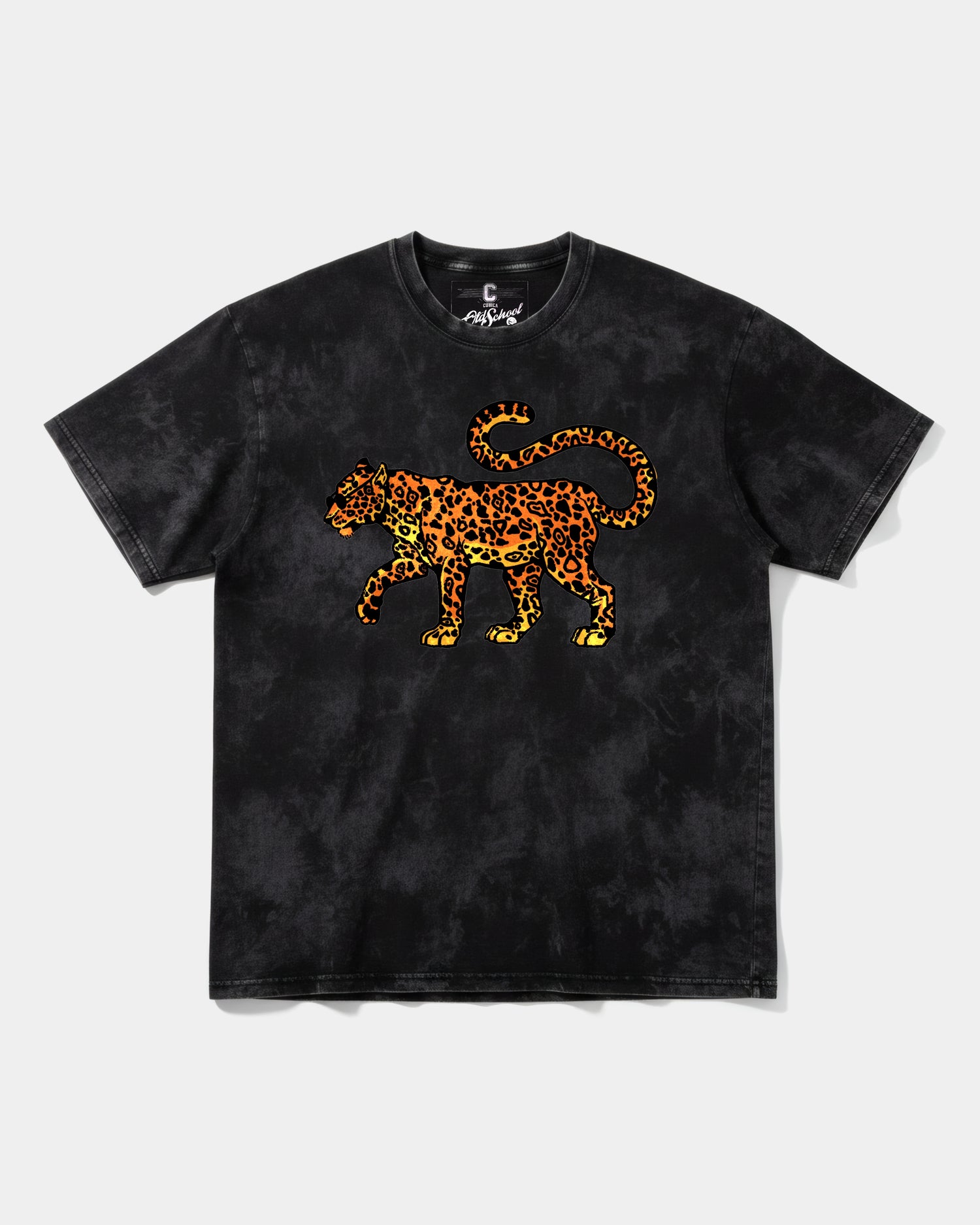 Camiseta Leopardo Big Front Oversize Acid Negro