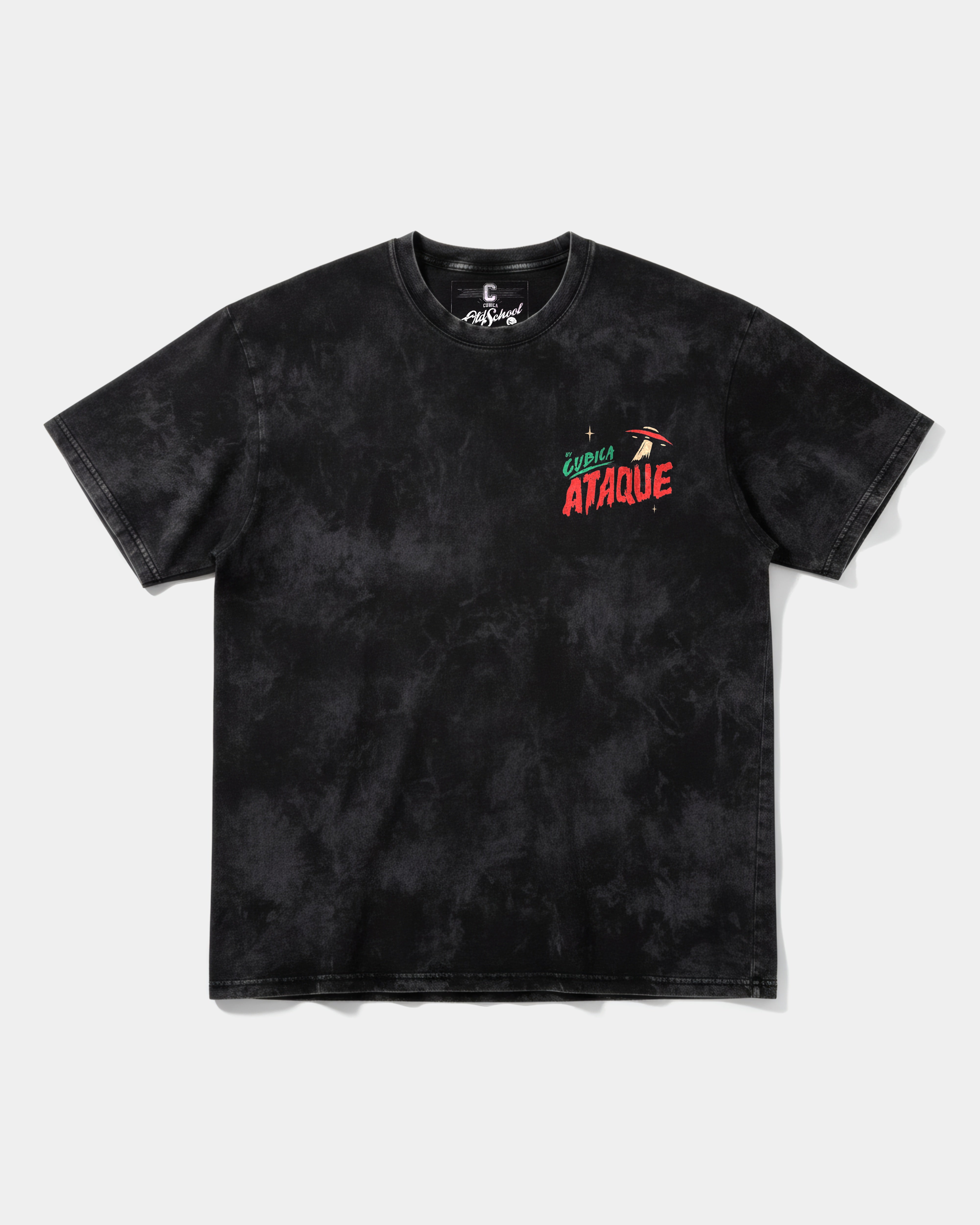 Camiseta Cubica Ataque Pocket Oversize Acid Negro