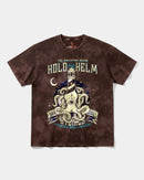 Camiseta Hold The Helm Big Front Oversize Acid Marron