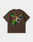 Camiseta Tiger Skull Big Back Oversize Basic Marron