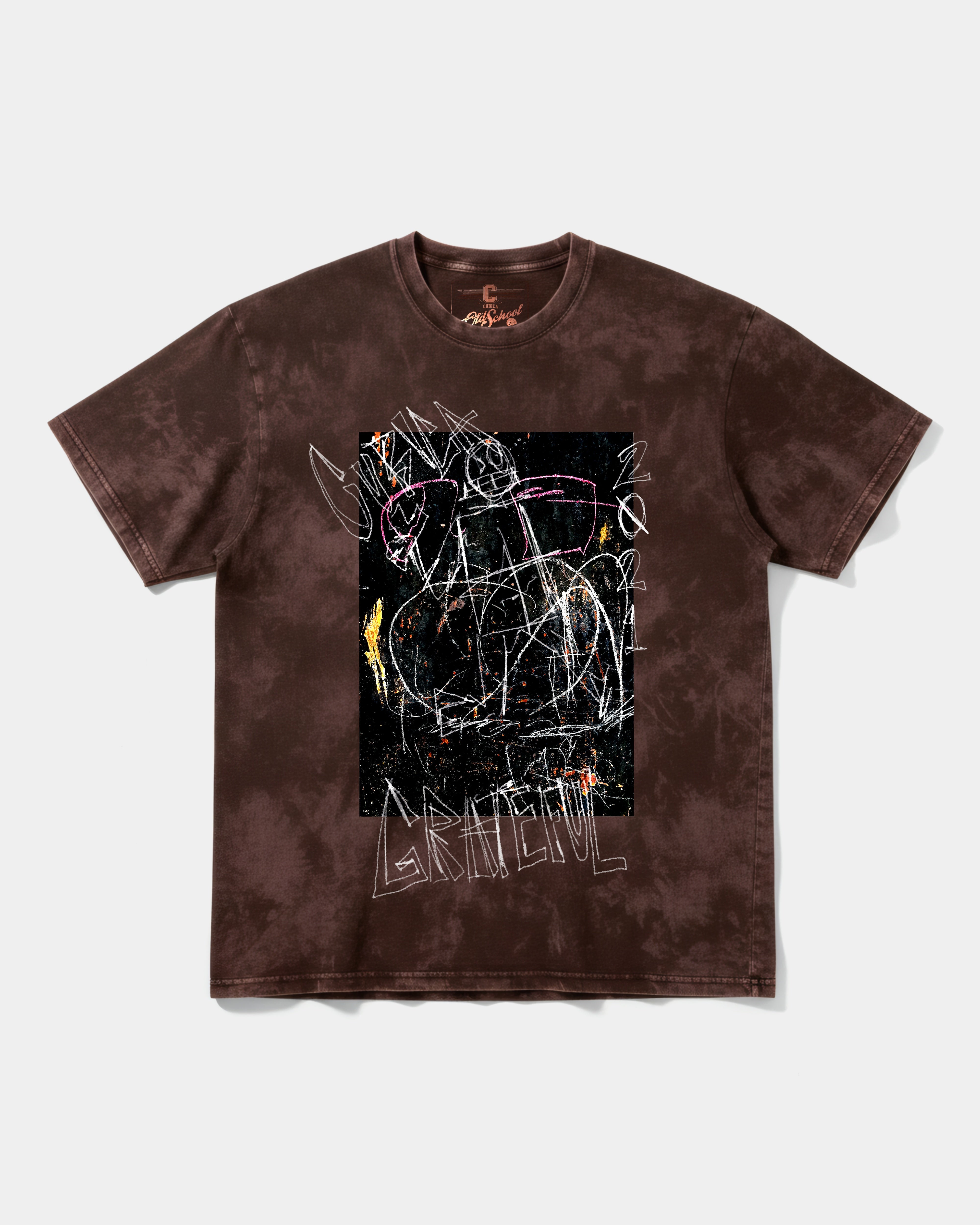 Camiseta Cubica Grateful Big Front Oversize Acid Marron