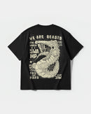Camiseta We Are Beasts White Big Back Oversize Basic Negro