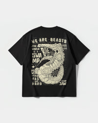 Camiseta We Are Beasts White Big Back Oversize Basic Negro