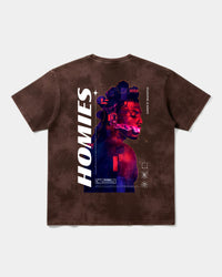 Camiseta Homies White Big Back Oversize Acid Marron