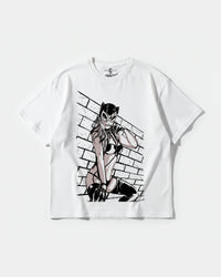 Camiseta Sexy Cat Big Front Oversize Basic Blanco