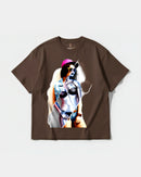 Camiseta Robot Girl Big Front Oversize Basic Marron