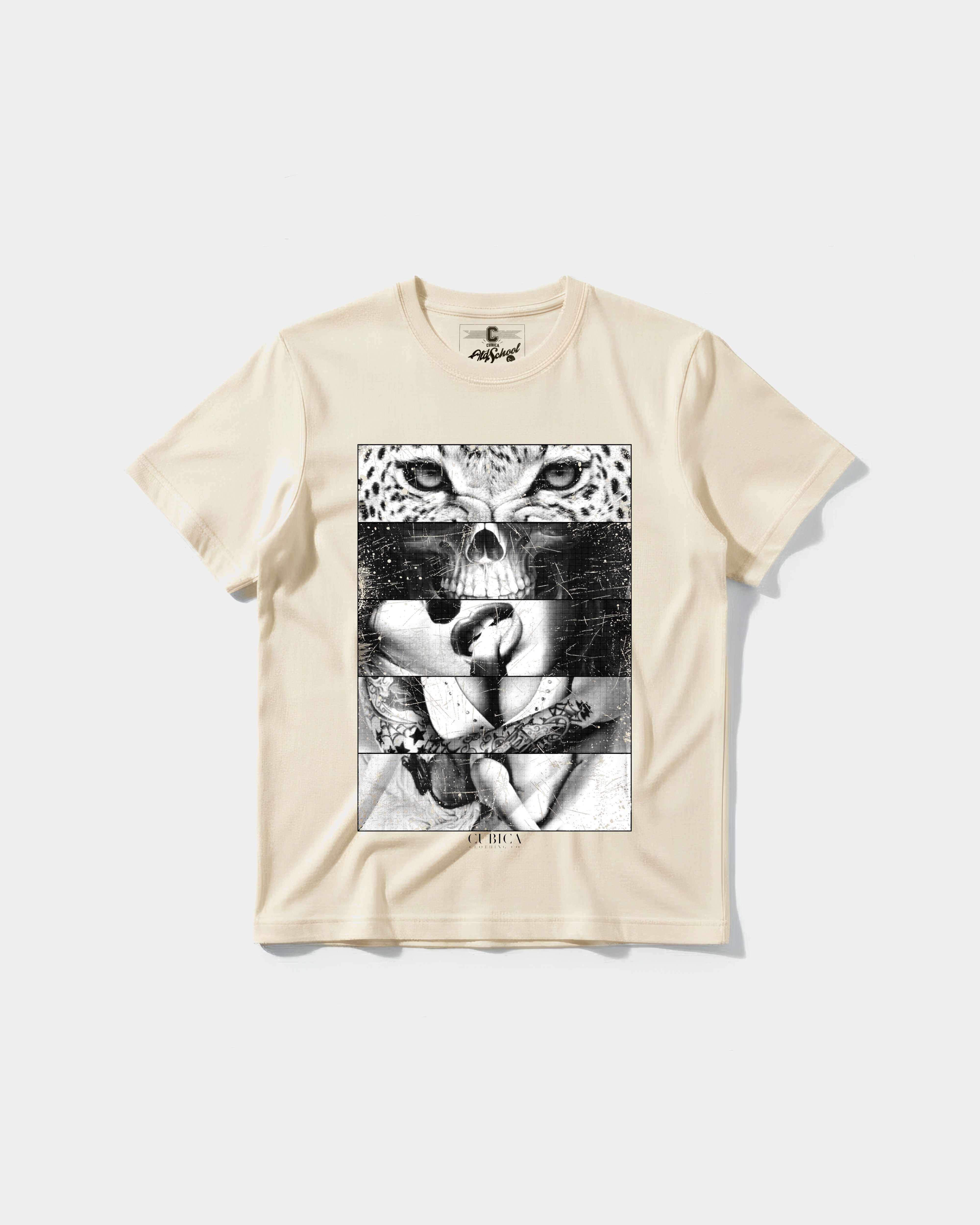 Camiseta Panter Skull Big Front Regular Basic Beige