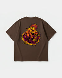 Camiseta Punk Leopard Big Back Oversize Basic Marron