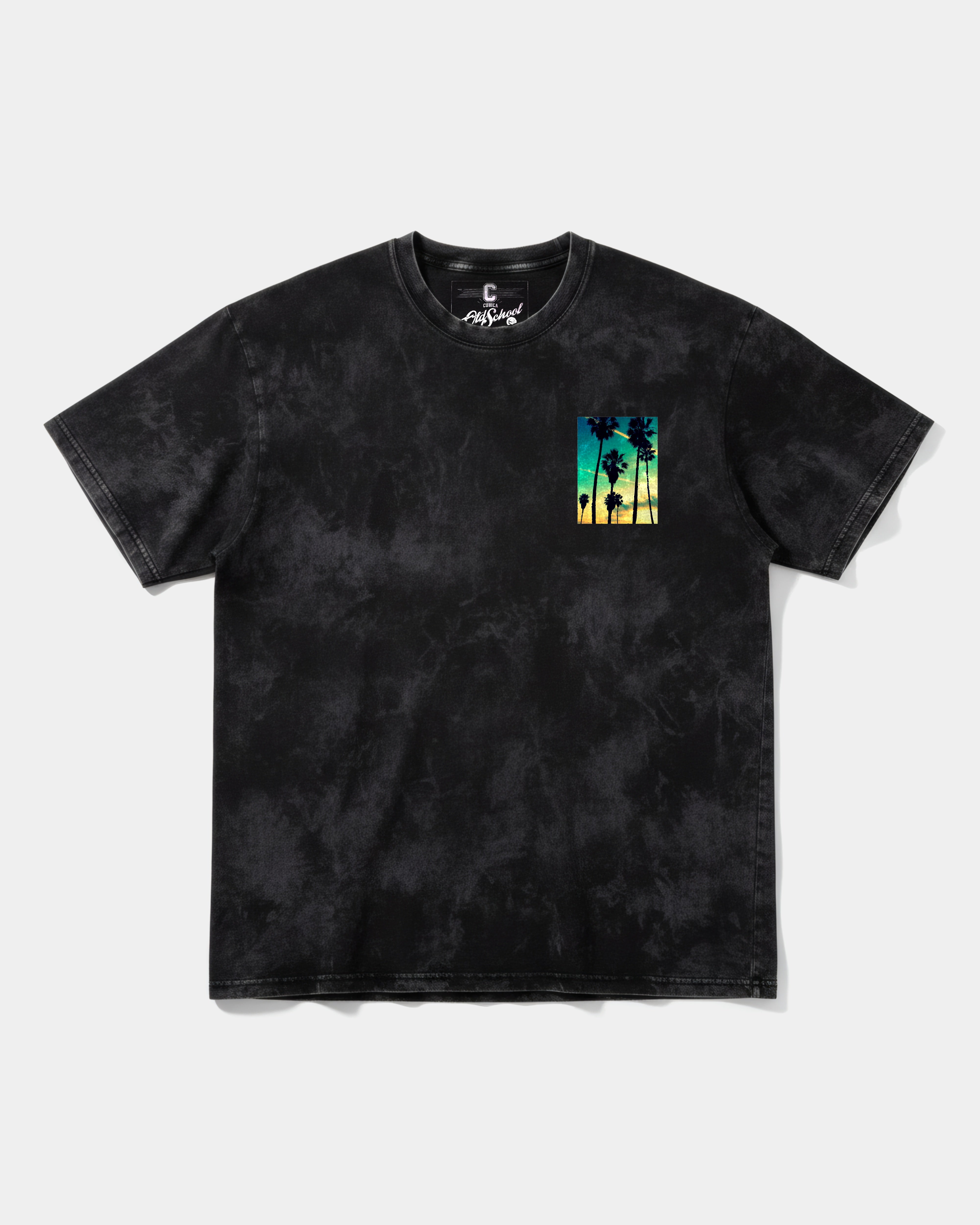 Camiseta Tropical Dusk Pocket Front Oversize Acid