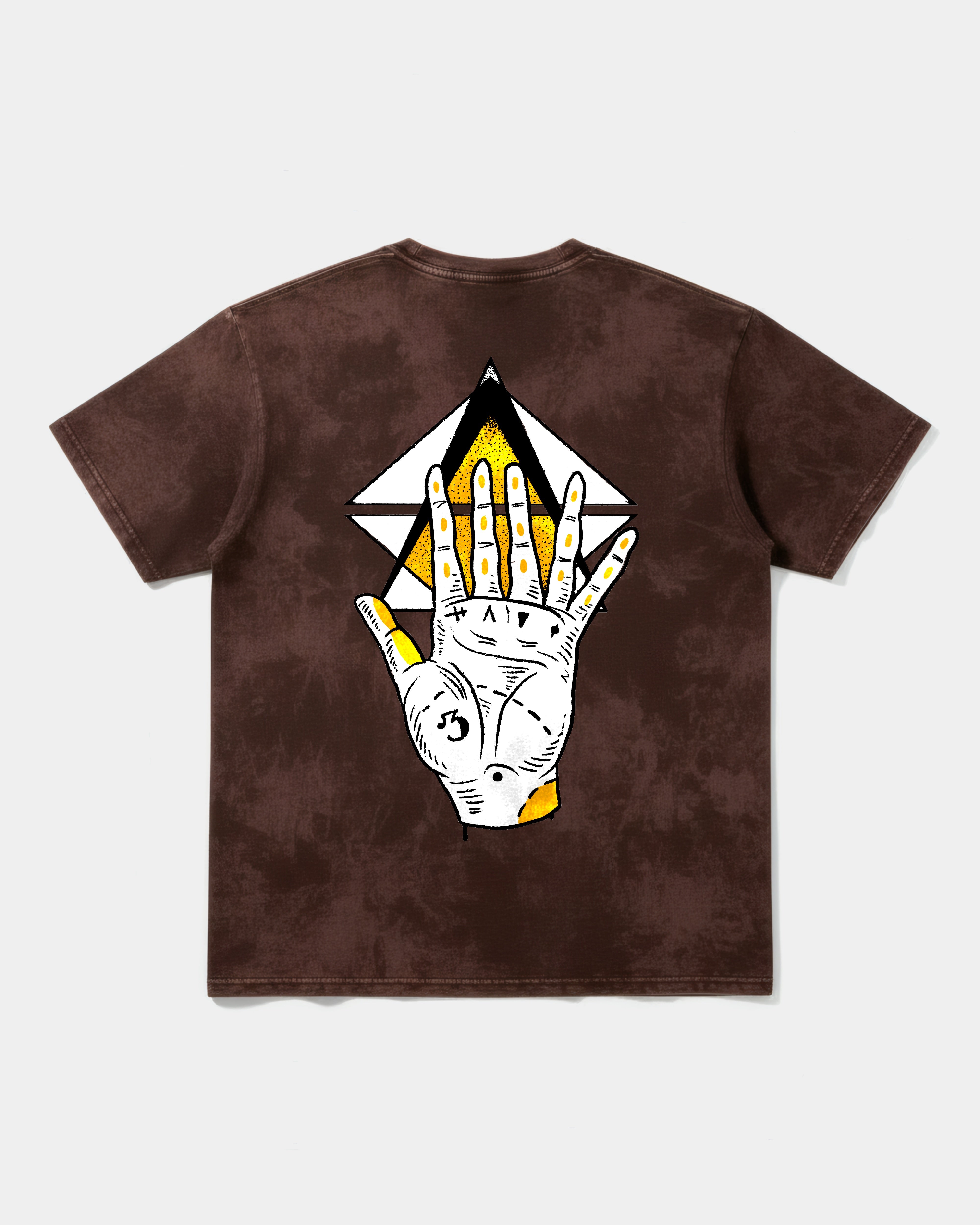 Camiseta Iluminati Hand Big Back Oversize Acid Marron