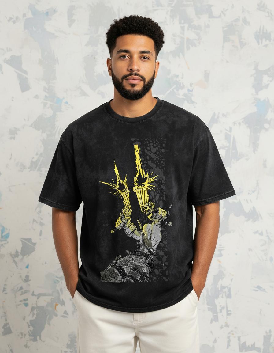 Modelo mide 1,78m y usa talla L