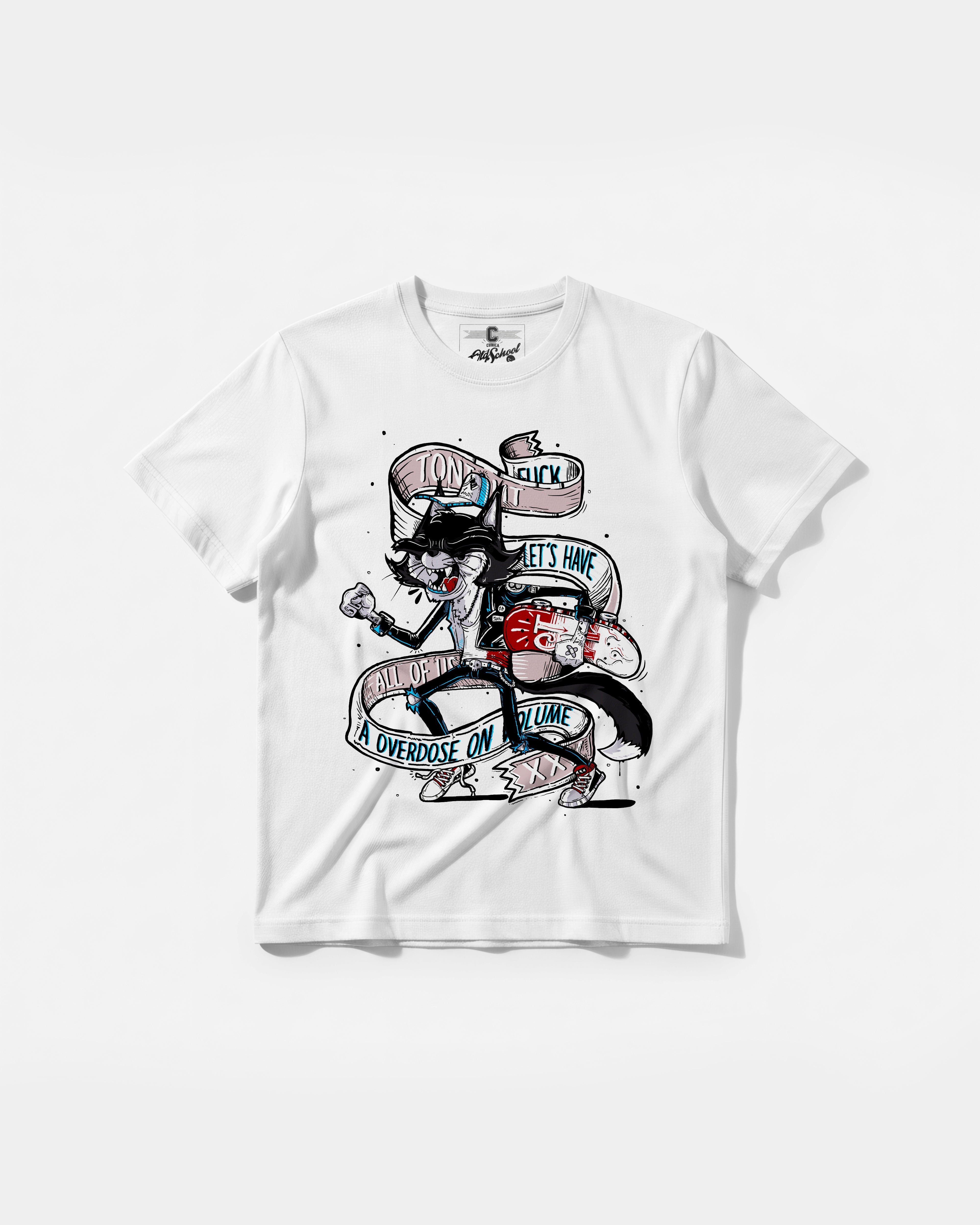 Camiseta Skater Cat Big Front Regular Basic