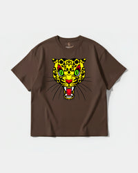 Camiseta Leopard Big Front Oversize Basic Marron