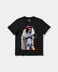 Camiseta Robot Girl Big Front Regular Basic Negro