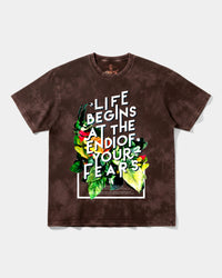 Camiseta Life Begins Big Front Oversize Acid Marron