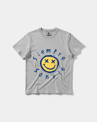 Camiseta Siempre Sonrie Pocket Front Regular Basic Gris