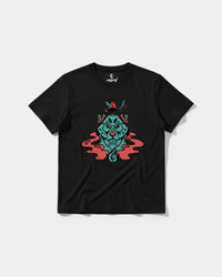 Camiseta Oso Con Gorro Big Front Regular Basic Negro