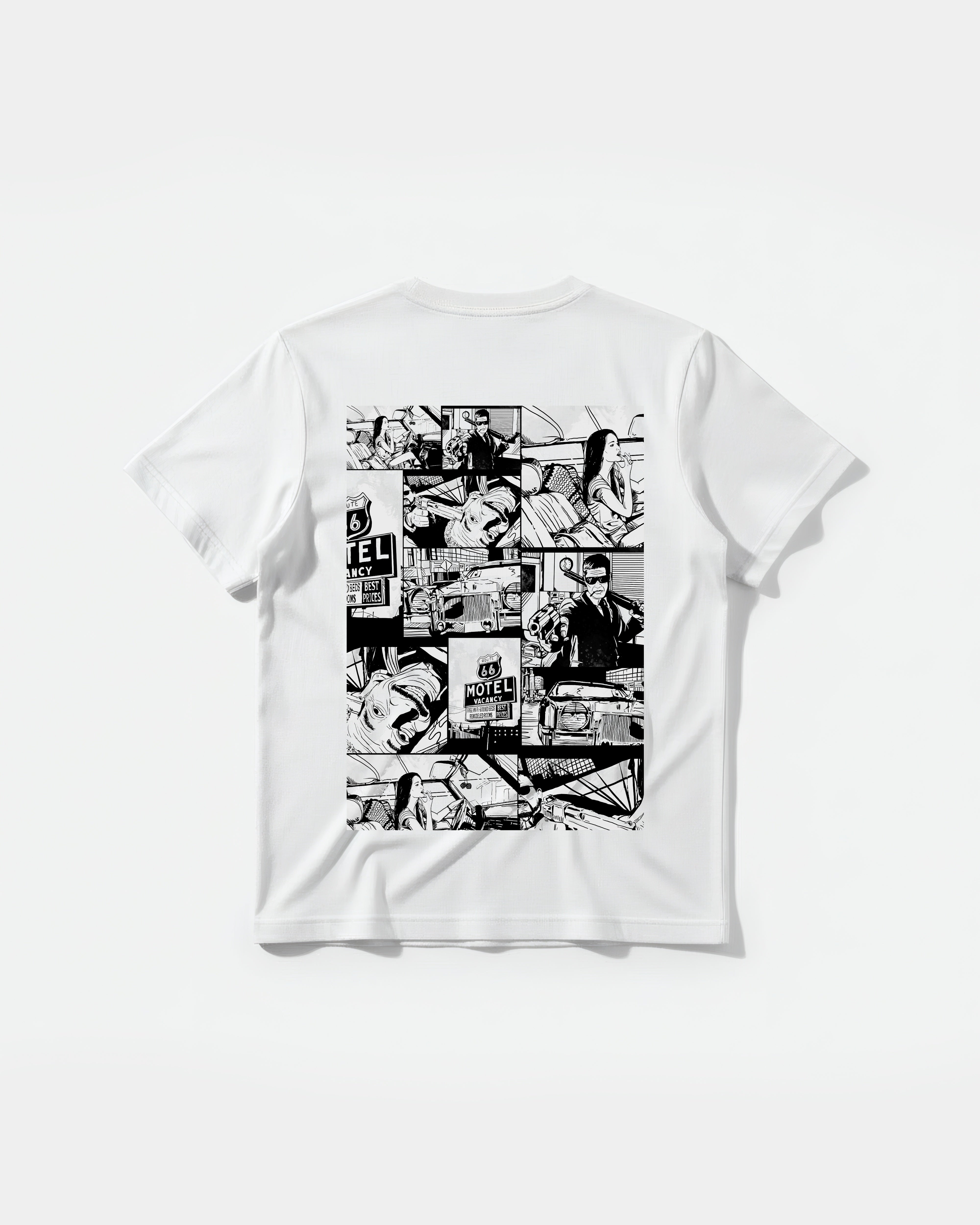 Camiseta Motel Vacancy Big Back Regular Basic Blanco