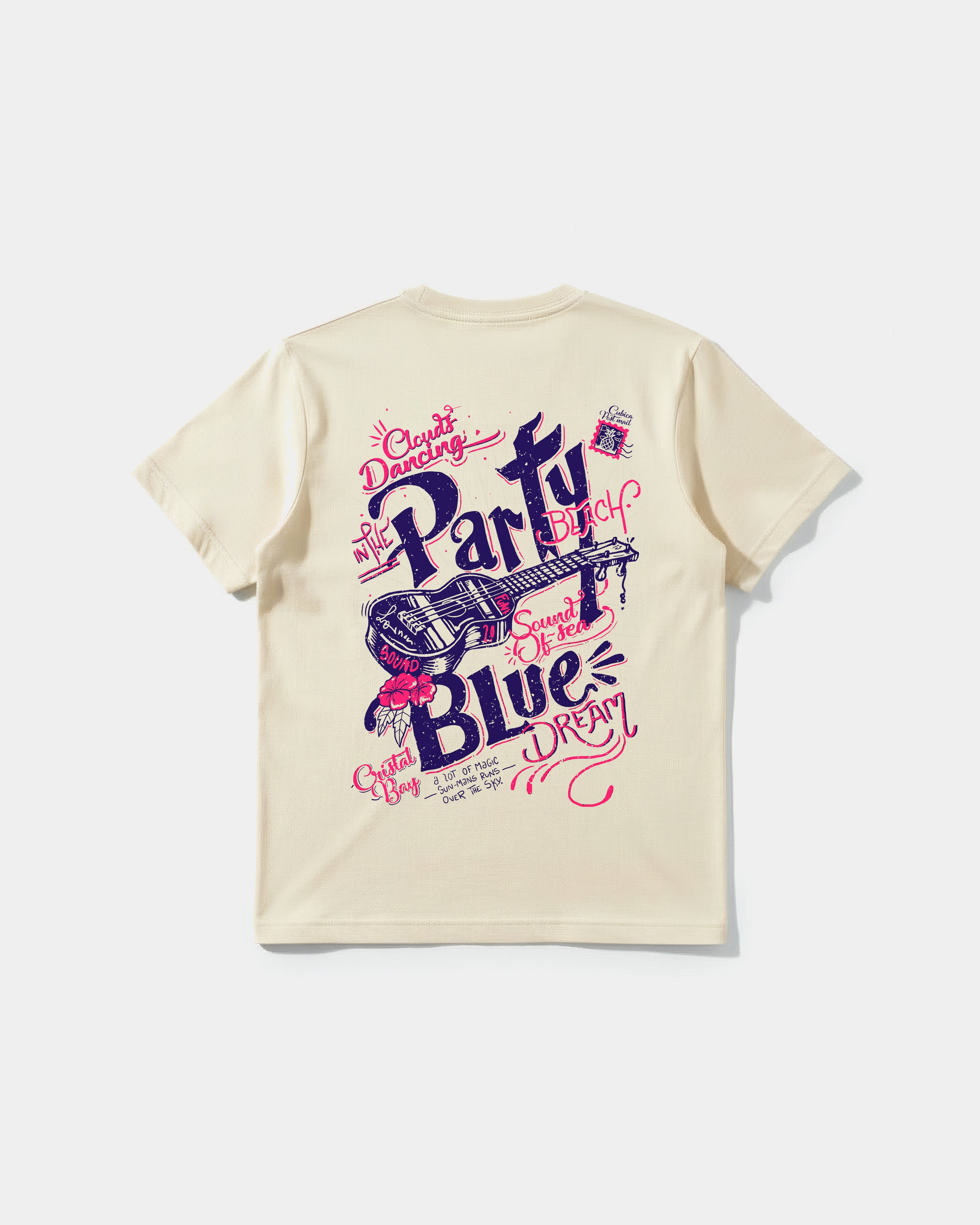 Camiseta Party Beach Big Back Regular Basic Beige