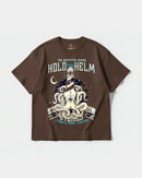 Camiseta Hold The Helm Big Front Oversize Basic Marron