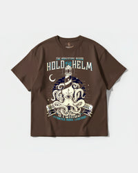 Camiseta Hold The Helm Big Front Oversize Basic Marron