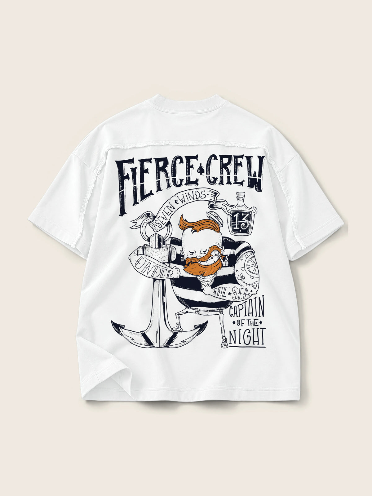 Fierce Crew · Camiseta Semi Oversize con Cortes 410g Blanco — Imagen del producto 1