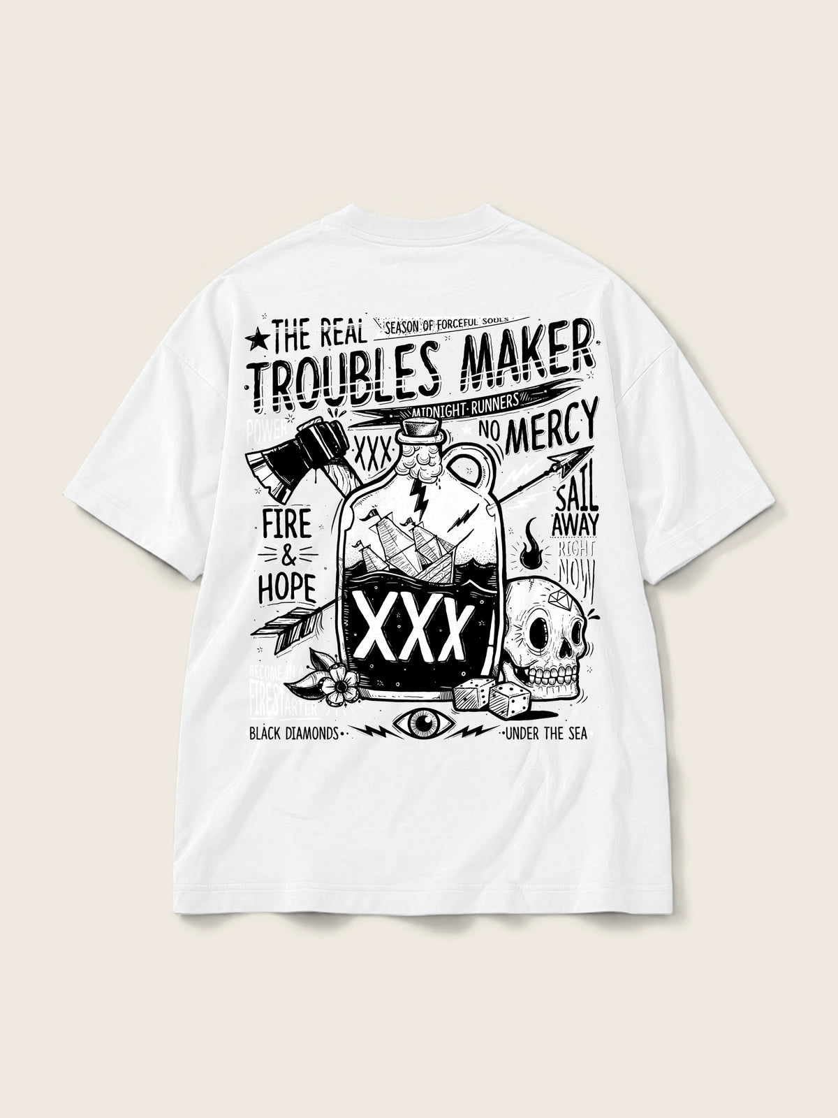 Fire and Hope · Camiseta Semi Oversize 250g Blanco — Imagen del producto 3