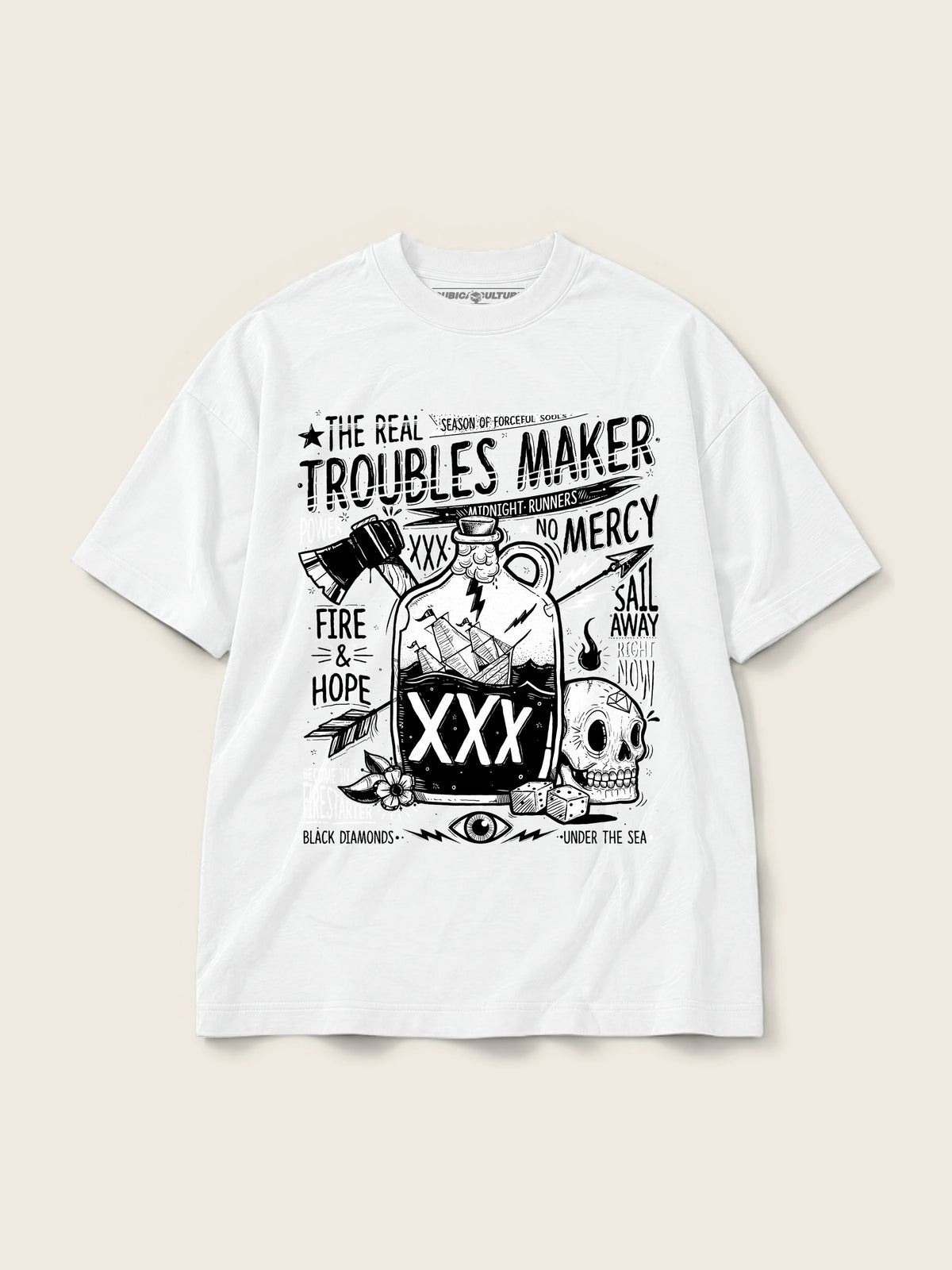 Fire and Hope · Camiseta Semi Oversize 250g Blanco — Imagen del producto 1