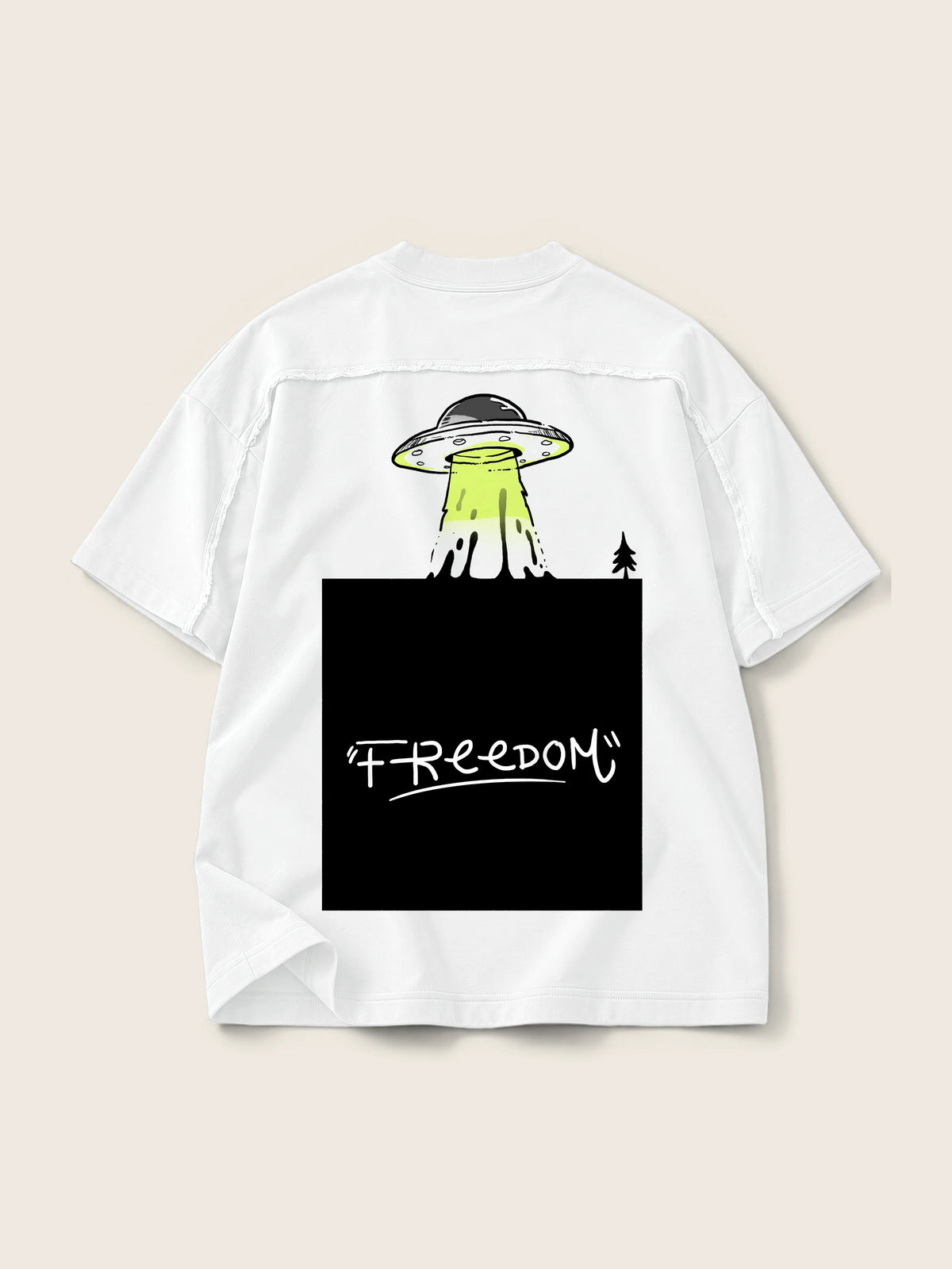 Freedom Ufo · Camiseta Semi Oversize con Cortes 410g Blanco — Imagen del producto 1